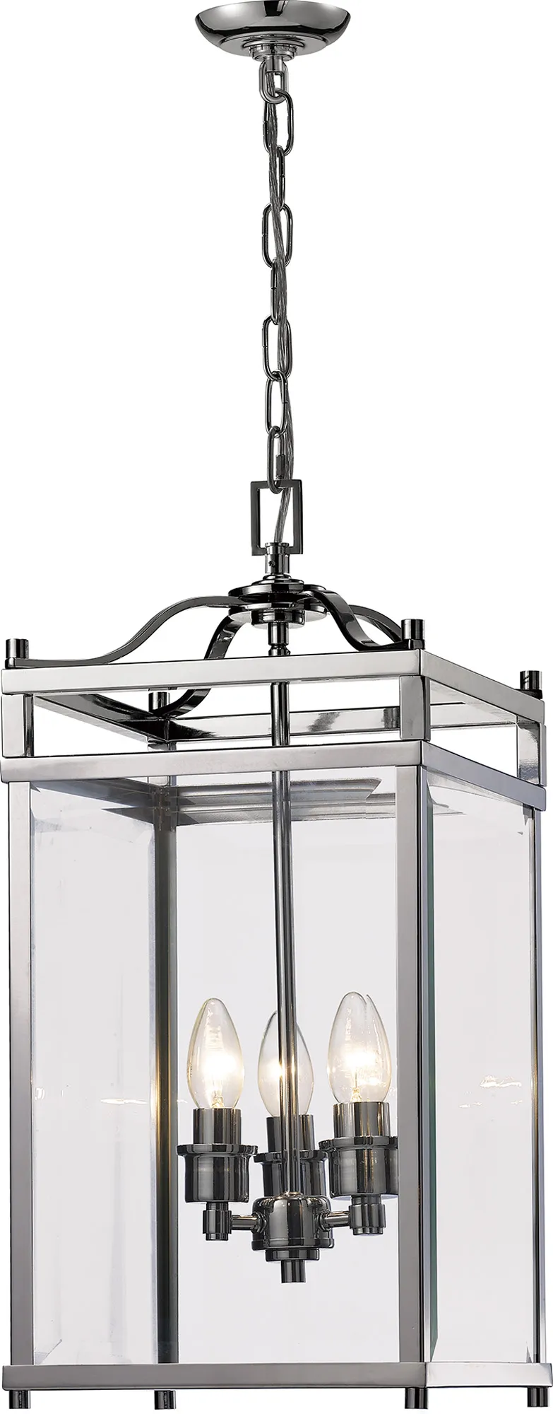 IL31102  Aston Glass Square Pendant 3 Light Polished Chrome